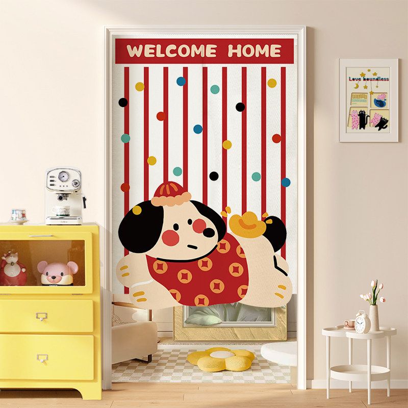 Noren Curtain Doorway - VIKAMA Japanese Colorful Polka Dot Dachshund