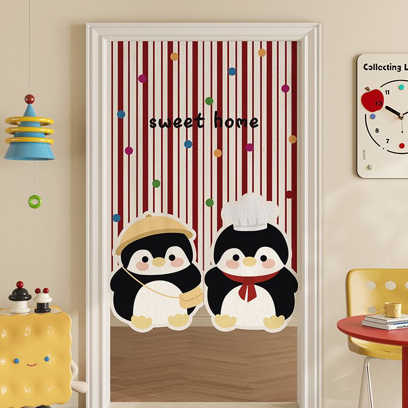 Noren Curtain Doorway - VIKAMA Japanese Cute Penguin Print Noren