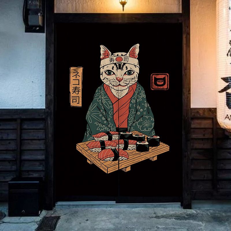 VIKAMA Cartoon Ramen Cat Noren - Noren Curtain Doorway recension och pris