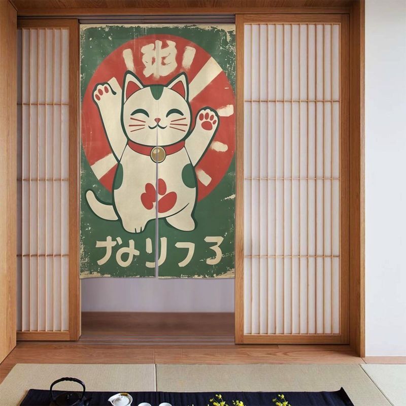 VIKAMA Retro Green Maneki Neko - Noren Curtain Doorway recension och pris